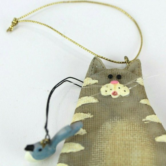 Kurt Adler Holiday Flat Cat W Bird Holiday Hanging Ornament 5 X 35